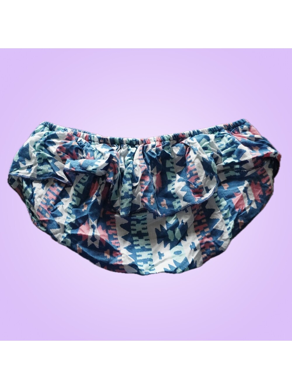 Hollister Geometric Tribal Printed Ruffle Strapless Tube Top Size Small